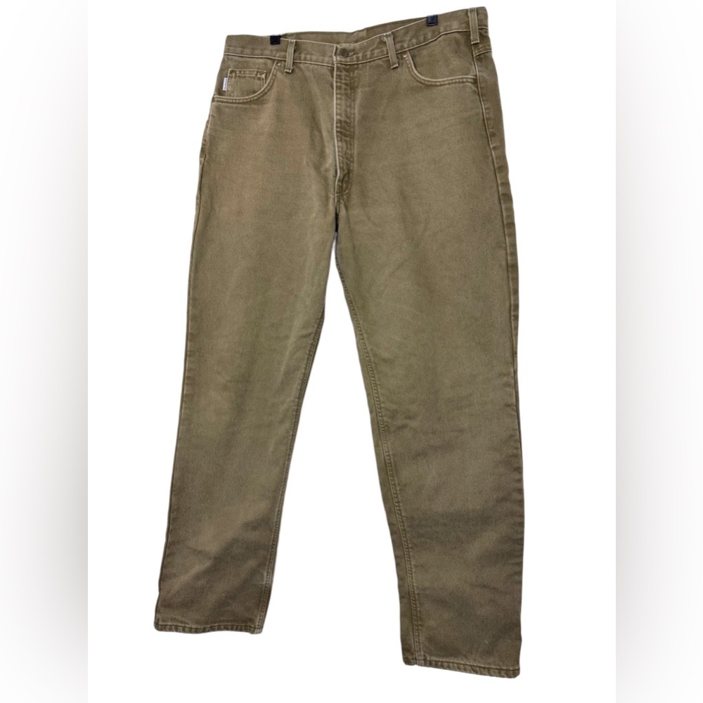 Carhartt Men’s Jeans Flannel Lined Tan/Stone 40” x 36” Work Pants